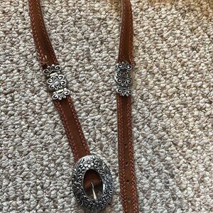 Brown Leather Belt with Silver Accents